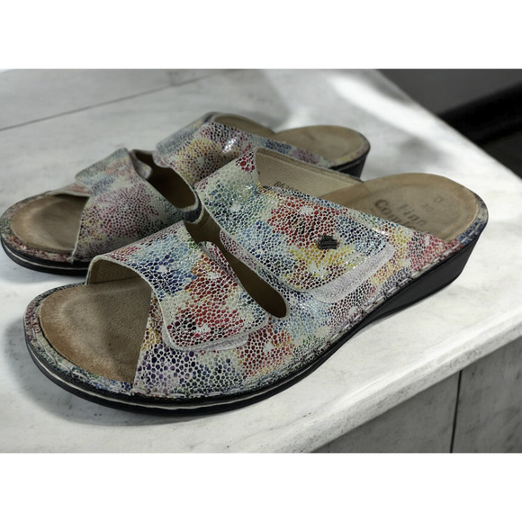 Finn Comfort Shoes - Finn Comfort German Two Strap Sandals Mult-Colored Cork Slides Women's 40 US 8.5